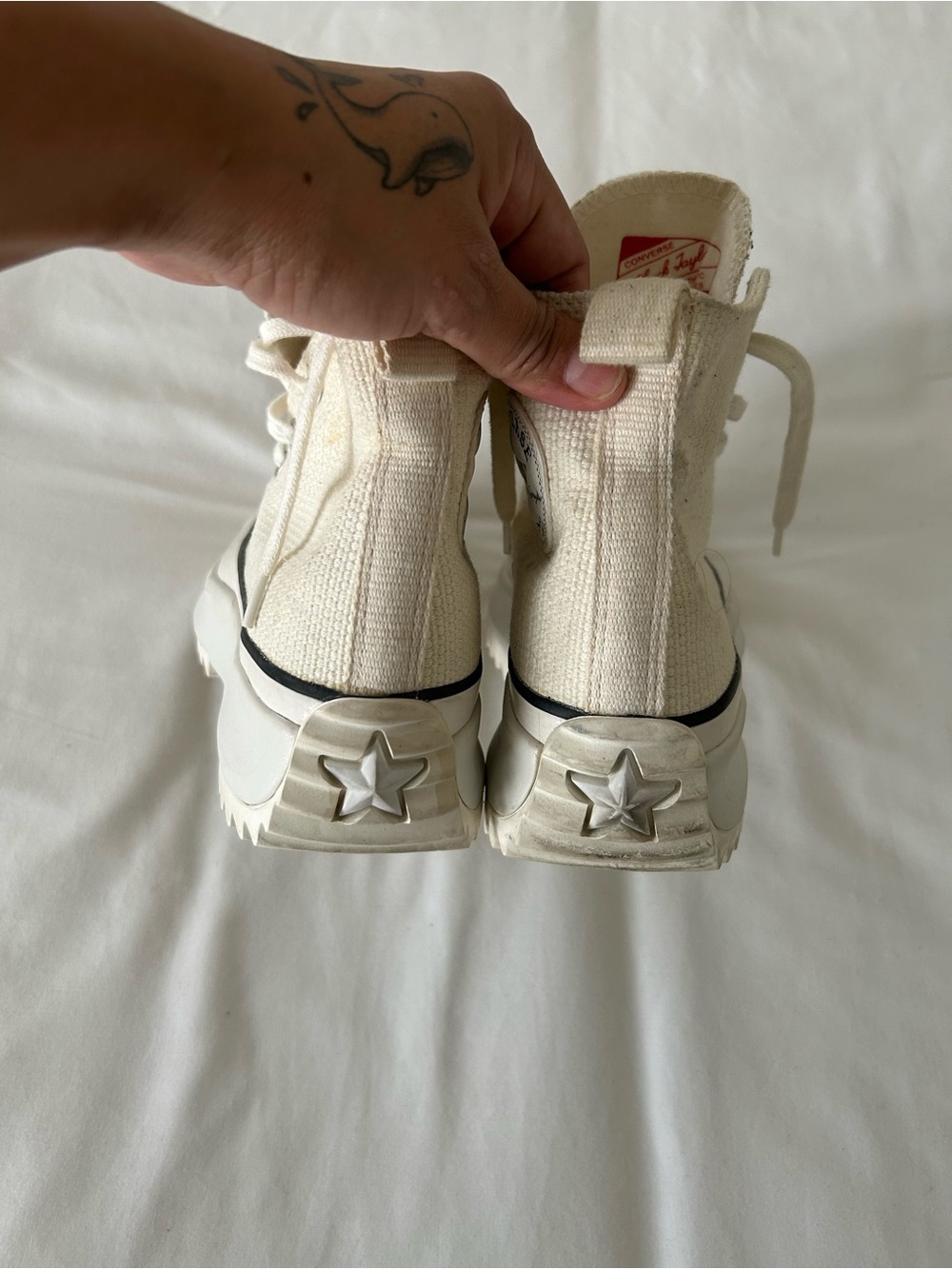 Converse Cream High-Top Platform Sneakers - Picture 4 of 5